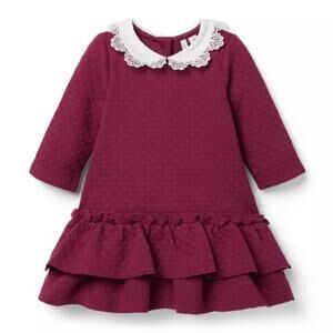 Janie and Jack quilted burgundy dress, like new, 3T